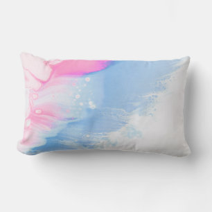 Abstraktes, blaues und rosa Bild Lendenkissen
