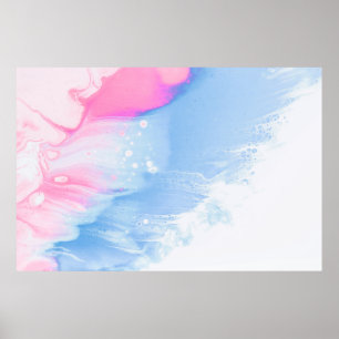 Abstraktes, blaues und rosa Bild Poster