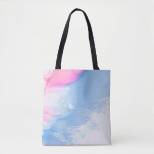 Abstraktes, blaues und rosa Bild Tasche