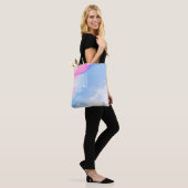 Abstraktes, blaues und rosa Bild Tasche (Am Model)