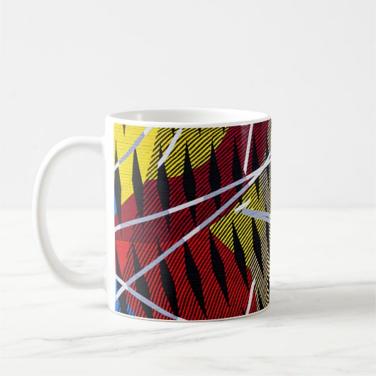 Abstraktes blaues und weißes Bild Kaffeetasse (Links)