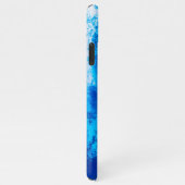 Abstraktes blaues Vollfarbendesign iPhone Hülle (Rechte Seite)