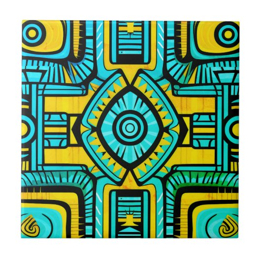 Abstraktes Blaugelb Fliese (Vorderseite)