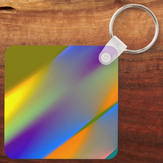 Abstraktes, blaugelbgrün, Orang-Purpur Schlüsselanhänger (Rückseite)