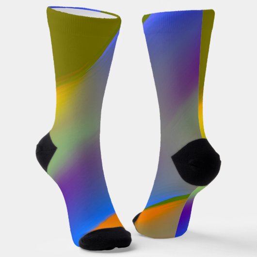 Abstraktes, blaugelbgrün, Orang-Purpur Socken (Gewinkelt)