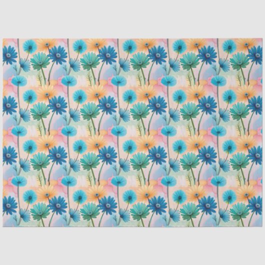 Abstraktes Blaugerbera-Blume Seidenpapier (Vorderseite)