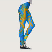 abstraktes Blaugoldzeichen Leggings (Rechts)