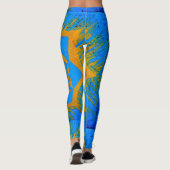 abstraktes Blaugoldzeichen Leggings (Rückseite)