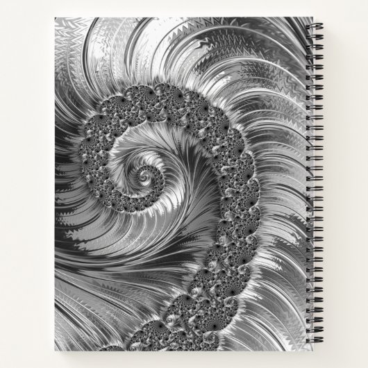 Abstraktes blaugraues weißes Fraktal mit Namen Notizblock (Rückseite)