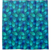 Abstraktes blaugrünes aquamarines Pfauenregenfallm Duschvorhang (Vorderseite)