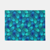 Abstraktes blaugrünes aquamarines Pfauenregenfallm Fußmatte (Vorderseite)