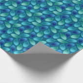 Abstraktes blaugrünes aquamarines Pfauenregenfallm Geschenkpapier (Ecke)