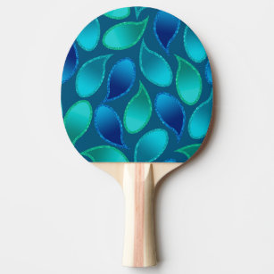 Abstraktes blaugrünes aquamarines Pfauenregenfallm Tischtennis Schläger