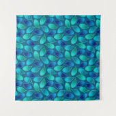 Abstraktes blaugrünes aquamarines Pfauenregenfallm Wandteppich (Vorderseite (Horizontal))