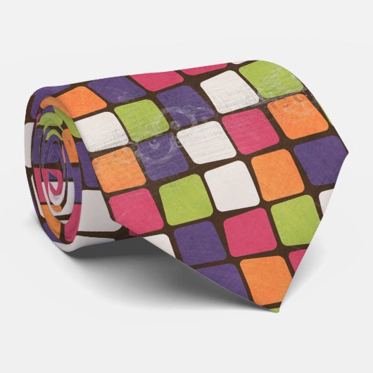abstraktes Blockmuster Krawatte (Gerollt)
