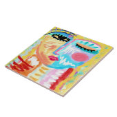 Abstraktes Blonde-Digitalporträt einer Frau Fliese (Seite)