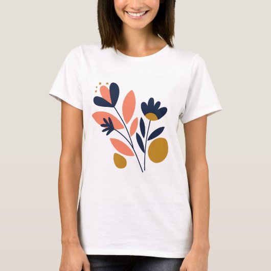 Abstraktes Blossom Chic T-Shirt (Vorderseite)