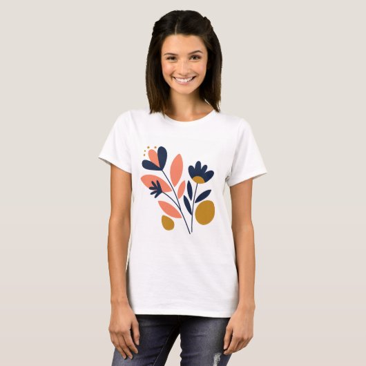 Abstraktes Blossom Chic T-Shirt (Vorne ganz)