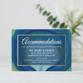 Abstraktes Blue Agate Muster Hochzeitsunterkünfte Begleitkarte (Stehend Vorderseite)