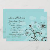 Abstraktes Blue and Brown Post Wedding Einladung (Vorne/Hinten)