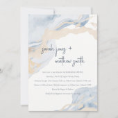 Abstraktes Blue Beige Sea Beach Probe Abendessen Einladung (Vorderseite)