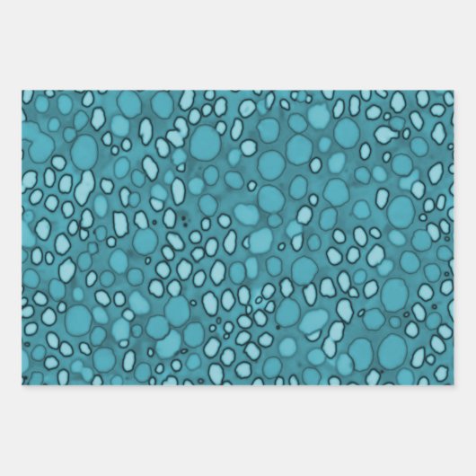 Abstraktes Blue Bubble Polka Dot Pattern Geschenkpapier Set (Vorderseite 2)