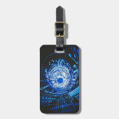 Abstraktes Blue Circuit Board Gepäckanhänger (Vorderseite vertikal)