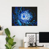 Abstraktes Blue Circuit Board Poster (Heimbüro)