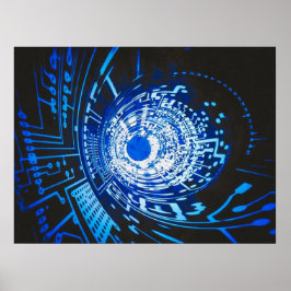 Abstraktes Blue Circuit Board Poster
