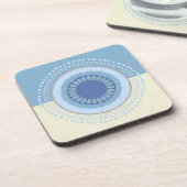 Abstraktes Blue & Cream Blume Circle Design Getränkeuntersetzer (Linke Seite)