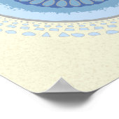 Abstraktes Blue & Cream Blume Circle Design Print Poster (Ecke)