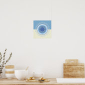 Abstraktes Blue & Cream Blume Circle Design Print Poster (Küche)