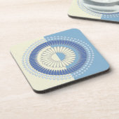 Abstraktes Blue & Cream Circle Design Getränkeuntersetzer (Linke Seite)