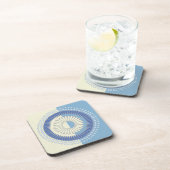 Abstraktes Blue & Cream Circle Design Getränkeuntersetzer (Rechte Seite)