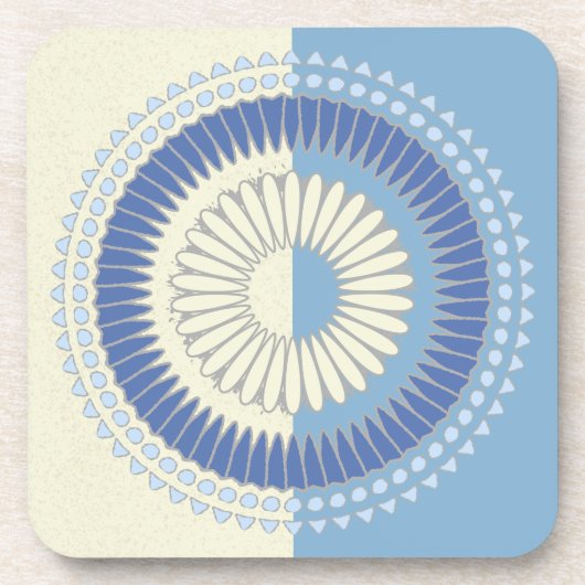 Abstraktes Blue & Cream Circle Design Getränkeuntersetzer (Vorderseite)