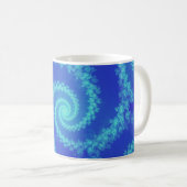 Abstraktes Blue Cyan Spiral Fraktal Kaffeetasse (VorderseiteRechts)