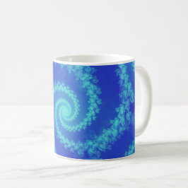 Abstraktes Blue Cyan Spiral Fraktal Kaffeetasse