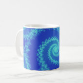 Abstraktes Blue Cyan Spiral Fraktal Kaffeetasse (Vorderseite Links)
