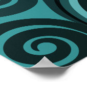 Abstraktes Blue Fern FronCurls Poster (Ecke)