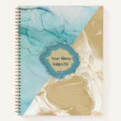 Abstraktes Blue-Gold-Alkoholink-Notebook Notizblock (Vorderseite)