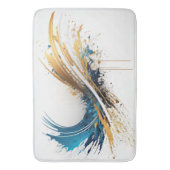 Abstraktes Blue & Gold Bath Mat - Dynamisches Desi Badematte (Vorderseite Vertikal)