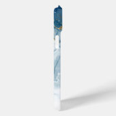 Abstraktes Blue/Gold Glitzer Alkoholtinte Monogram Case-Mate iPhone Hülle (Rückseite / Rechts)