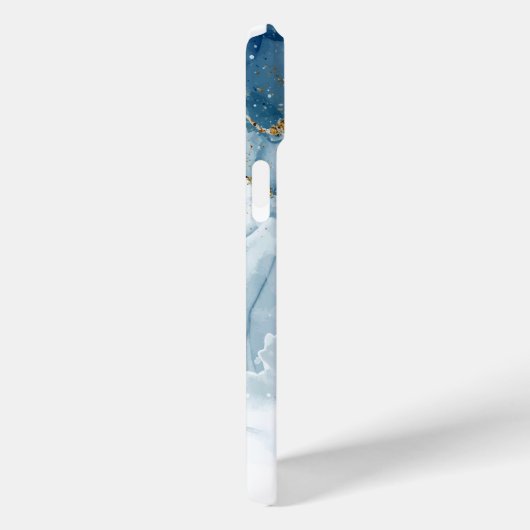 Abstraktes Blue/Gold Glitzer Alkoholtinte Monogram Case-Mate iPhone Hülle (Rückseite / Rechts)