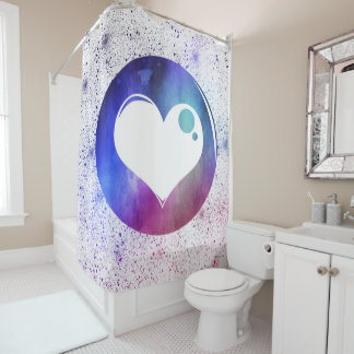 Abstraktes Blue & Lila Watercolor Herzdesign Duschvorhang