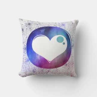 Abstraktes Blue & Lila Watercolor Herzdesign Kissen
