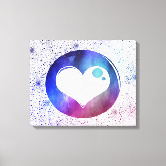 Abstraktes Blue & Lila Watercolor Herzdesign Leinwanddruck