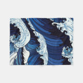 Abstraktes Blue Ocean Waves Artwork im japanischen Fleecedecke (Vorderseite (Horizontal))