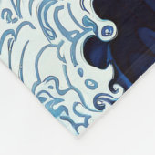 Abstraktes Blue Ocean Waves Artwork im japanischen Fleecedecke (Ecke)