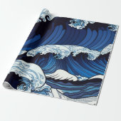Abstraktes Blue Ocean Waves Artwork im japanischen Geschenkpapier (Ungerollt)