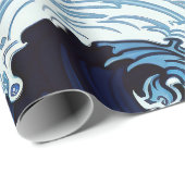 Abstraktes Blue Ocean Waves Artwork im japanischen Geschenkpapier (Rolleneckpunkt)